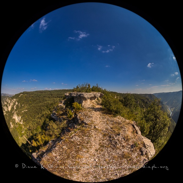 Paysage du causse au fisheye