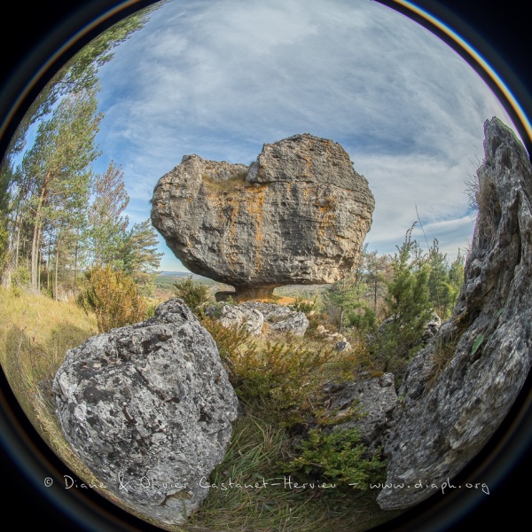 Paysage du causse au fisheye